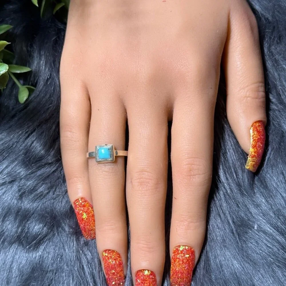 Silver 925 Square Turquoise‎ Color Ring